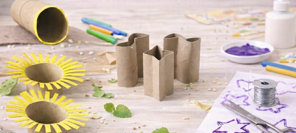 Natur- und Lernideen aus Klorollen. Stempel in verschiedenen Größen und Formen